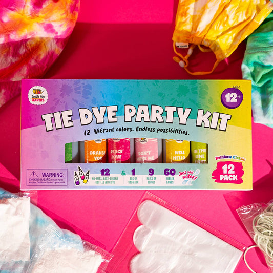 Doodlehog Easy Tie Dye Party Kit for Kids, Adults, and Group